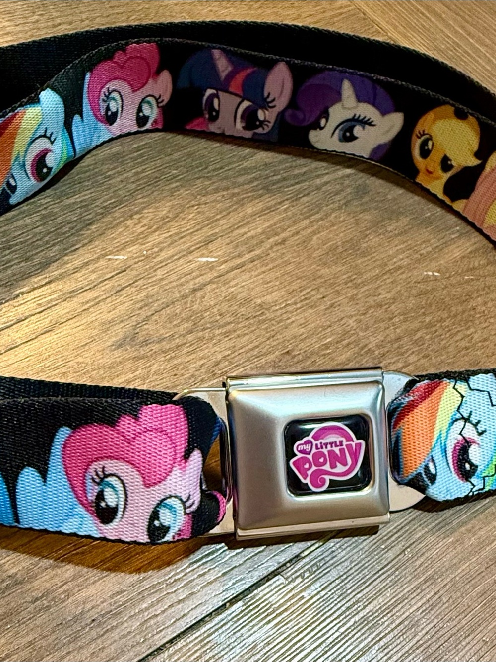 Buckle-Down My Little Pony Black Belt with Colorful Character Faces